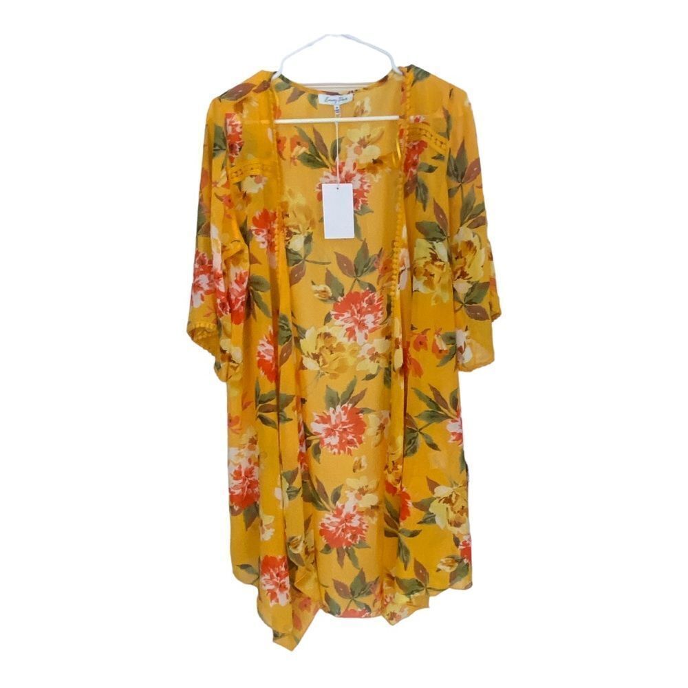 Emory Park Landy‎ Mustard Floral Kimono Sz M